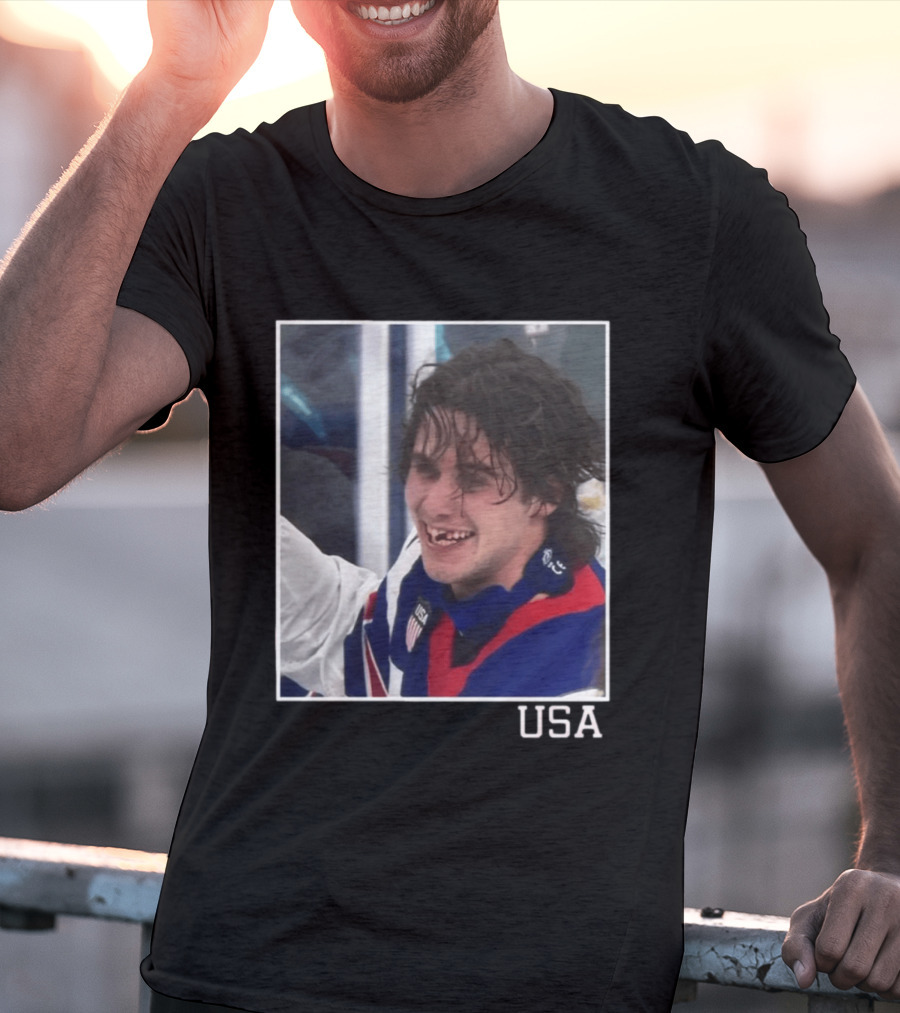 Jack Hughes USA Hockey Toothless Smile T-Shirt