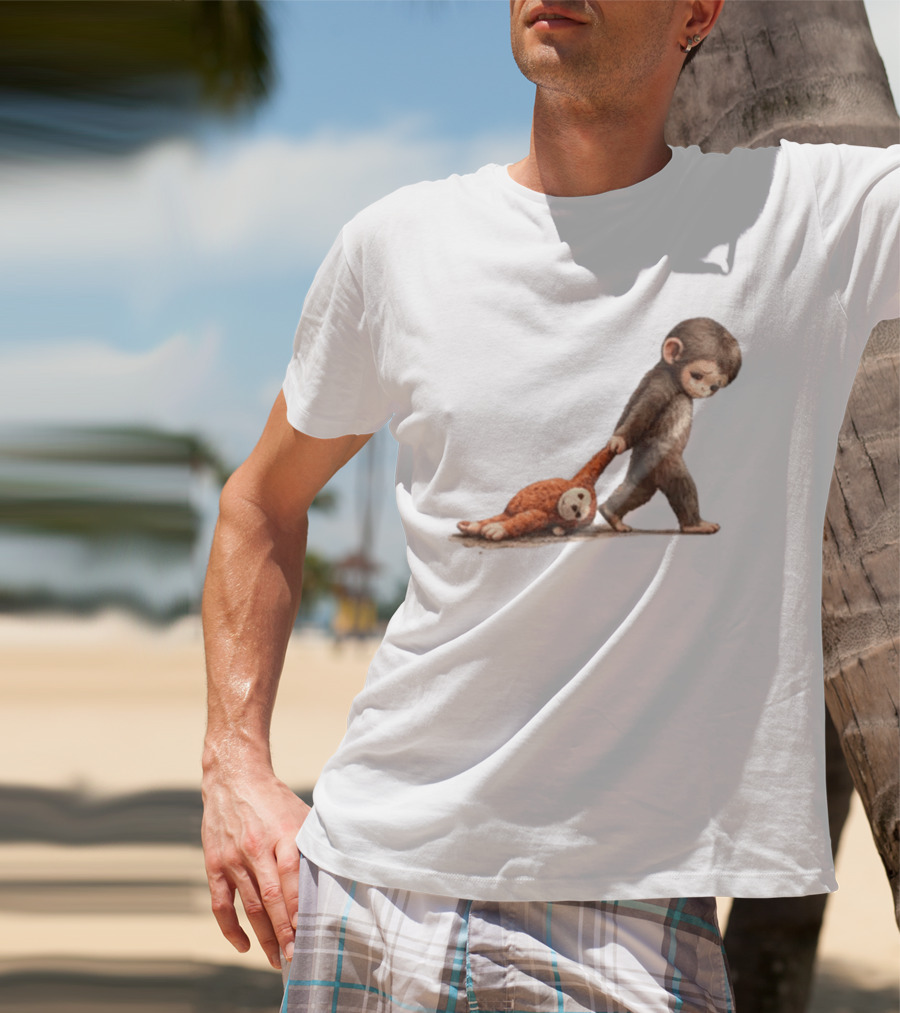 Monkey Baby Dragging Toy Monkey T-Shirt
