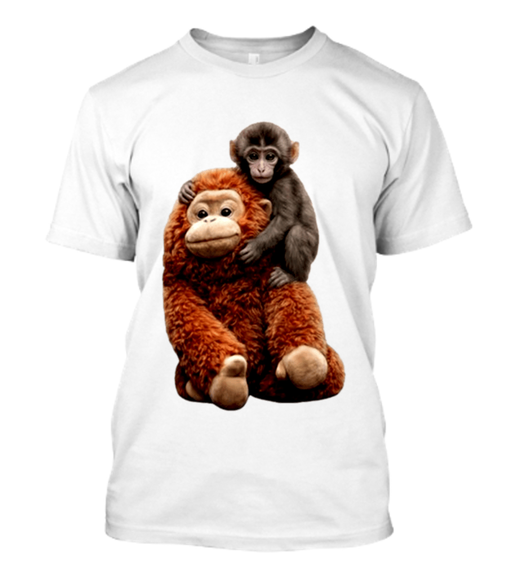 Monkey Punch Plush Toy And Baby Monkey Cuddling Image T-Shirt