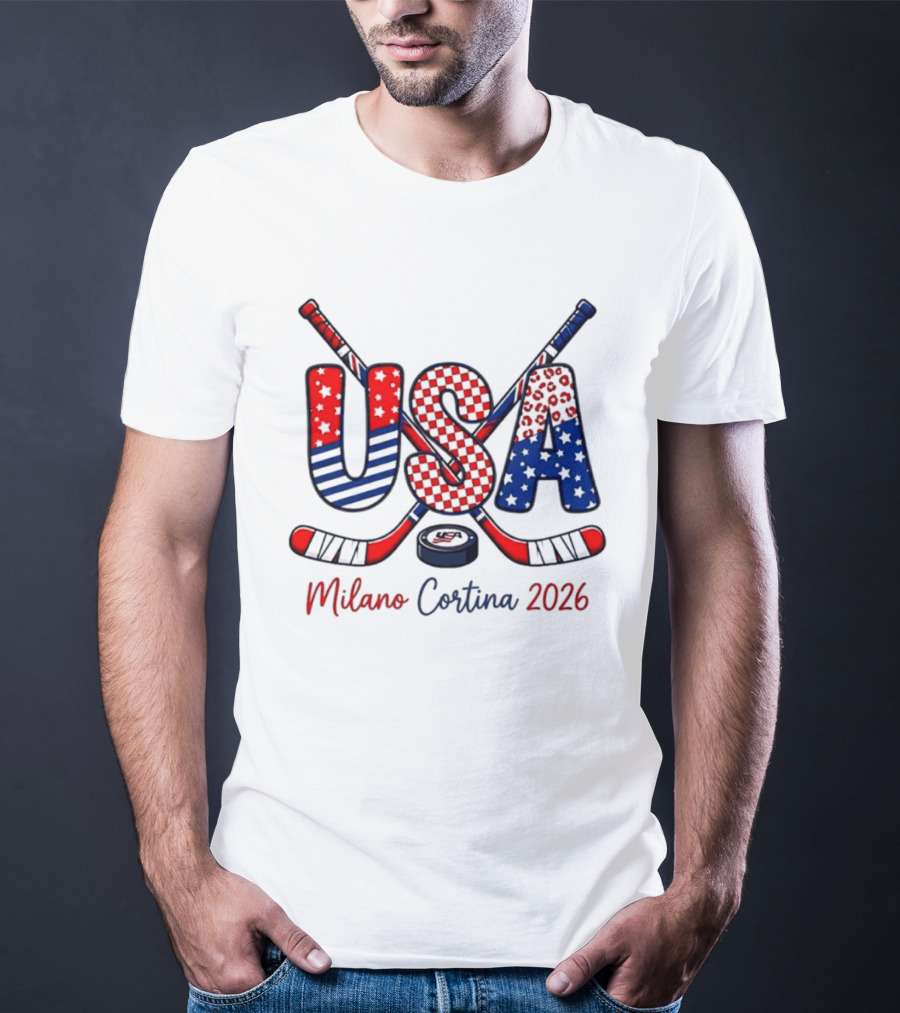 USA Hockey Milano Cortina 2026 Ice Hockey Championship Team Sports Fans T-Shirt