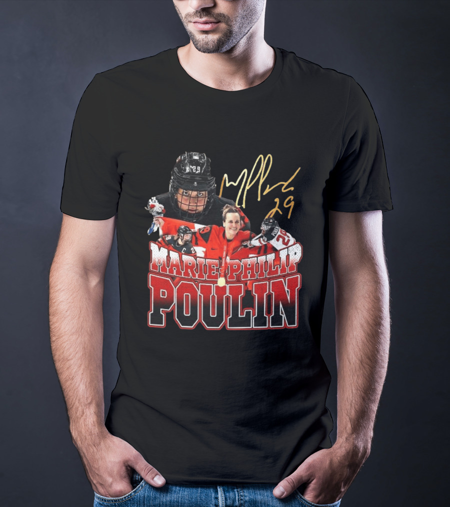 Marie Philip Poulin 29 Women's Ice Hockey Gold Medalist Signature T-Shirt