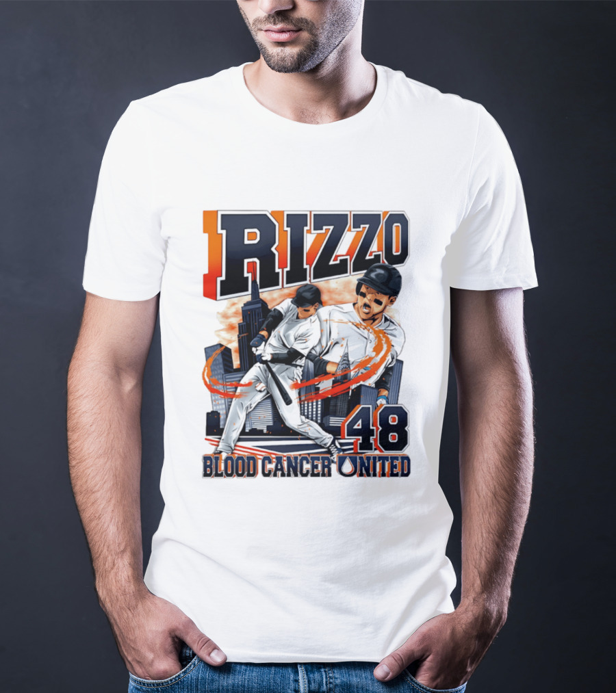 Rizzo 48 Blood Cancer United Hand Drawn Baseball T-Shirt