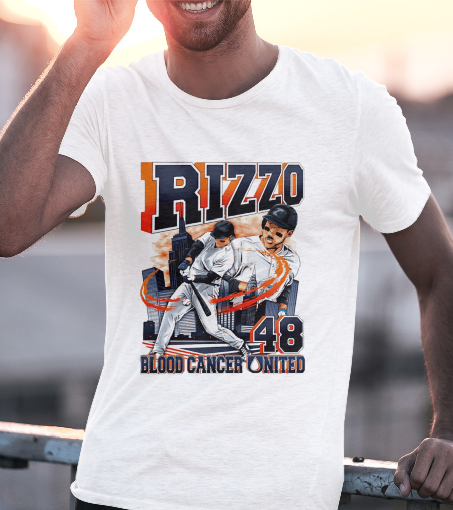 Rizzo 48 Blood Cancer United Hand Drawn Baseball T-Shirt