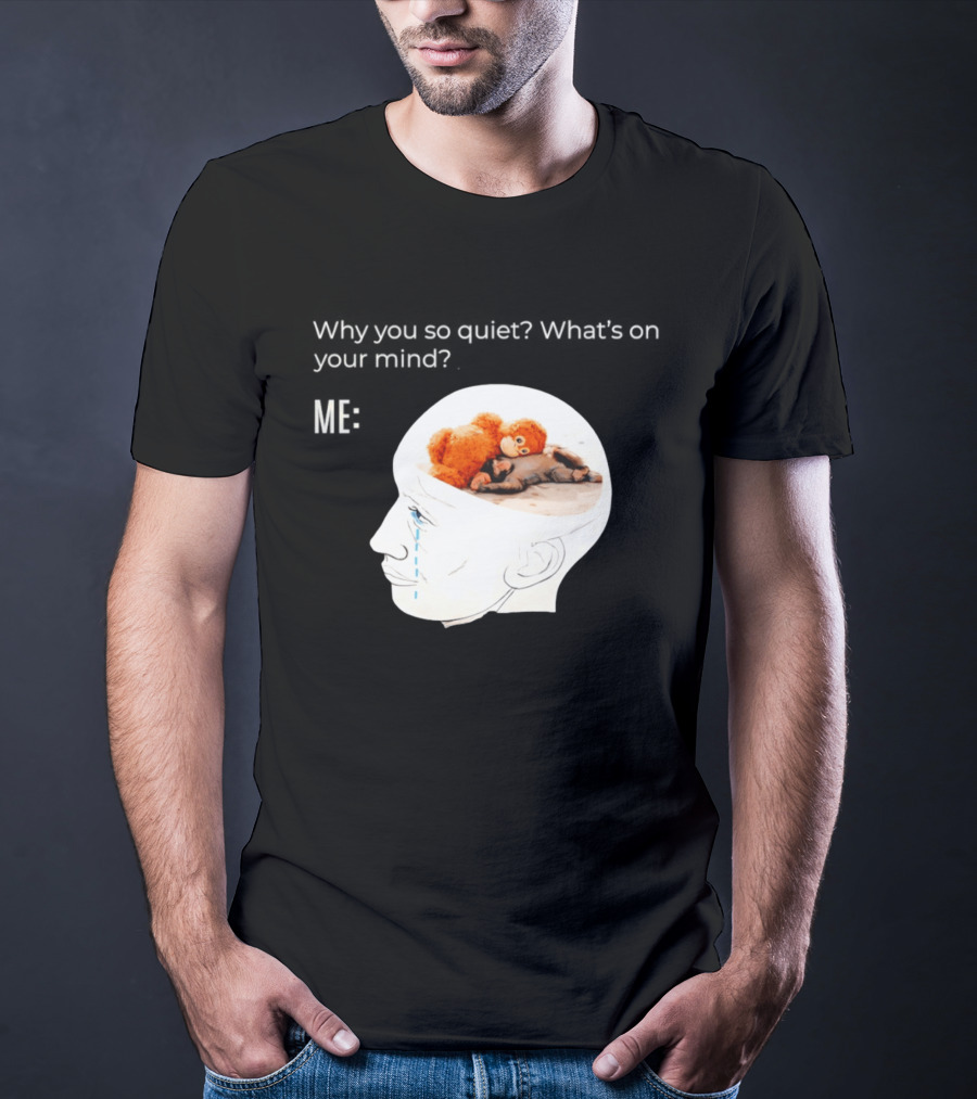 Punch Monkey Why You So Quiet What's On Your Mind Quirky Plush Toy Headspace T-Shirt