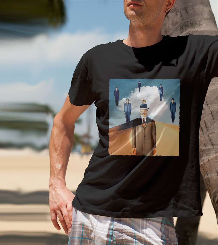 René Magritte X Jean Leloup Son Of Man Remix Surreal Desert Landscape T-Shirt