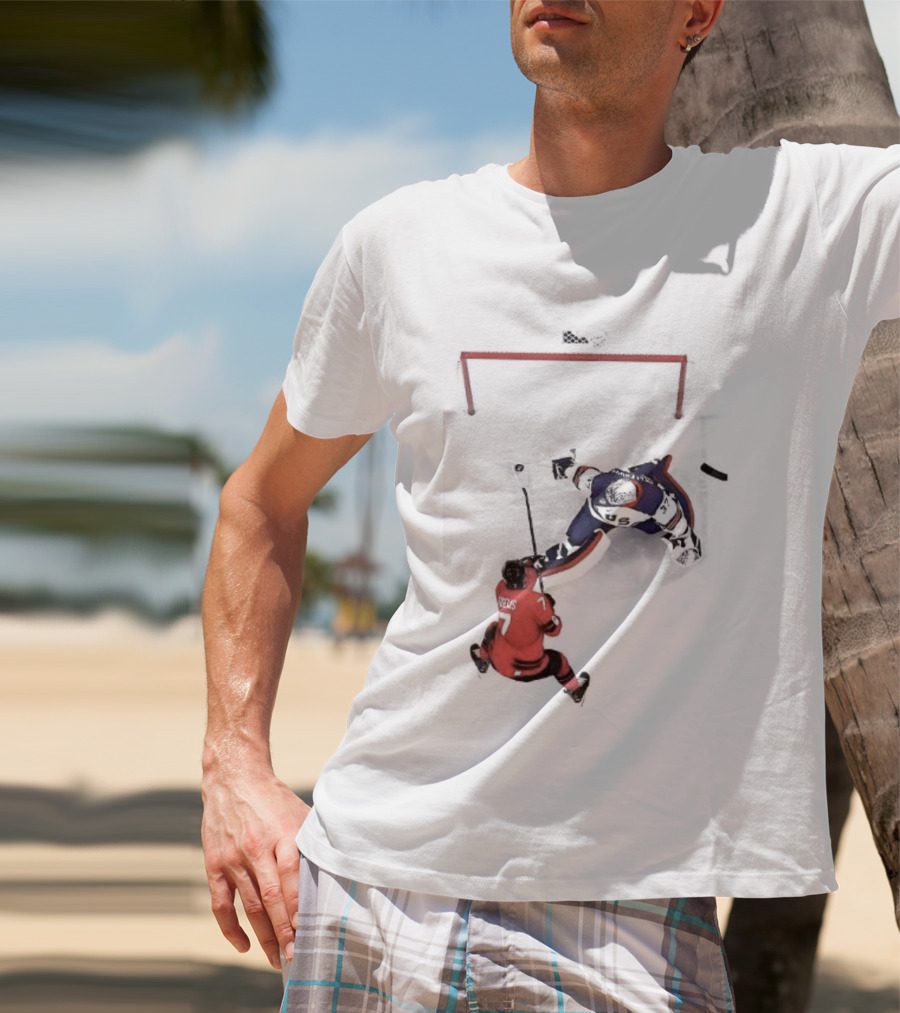 Connor Hellebuyck Team USA Ice Hockey Goalie Save Moment T-Shirt