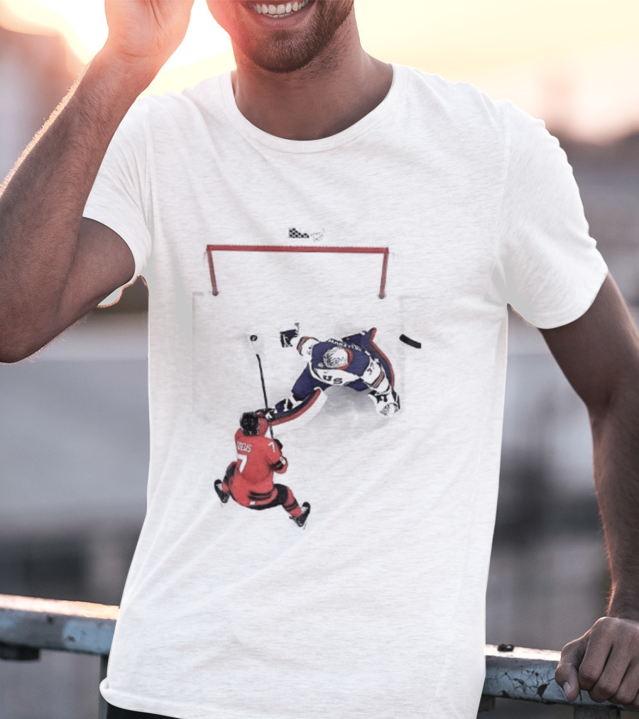 Connor Hellebuyck Team USA Ice Hockey Goalie Save Moment T-Shirt