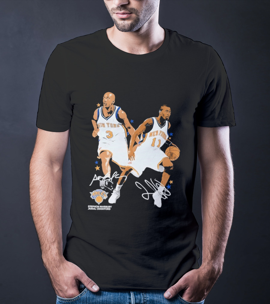 Stephon Marbury Jamal Crawford New York Knicks 3 11 Signatures T-Shirt