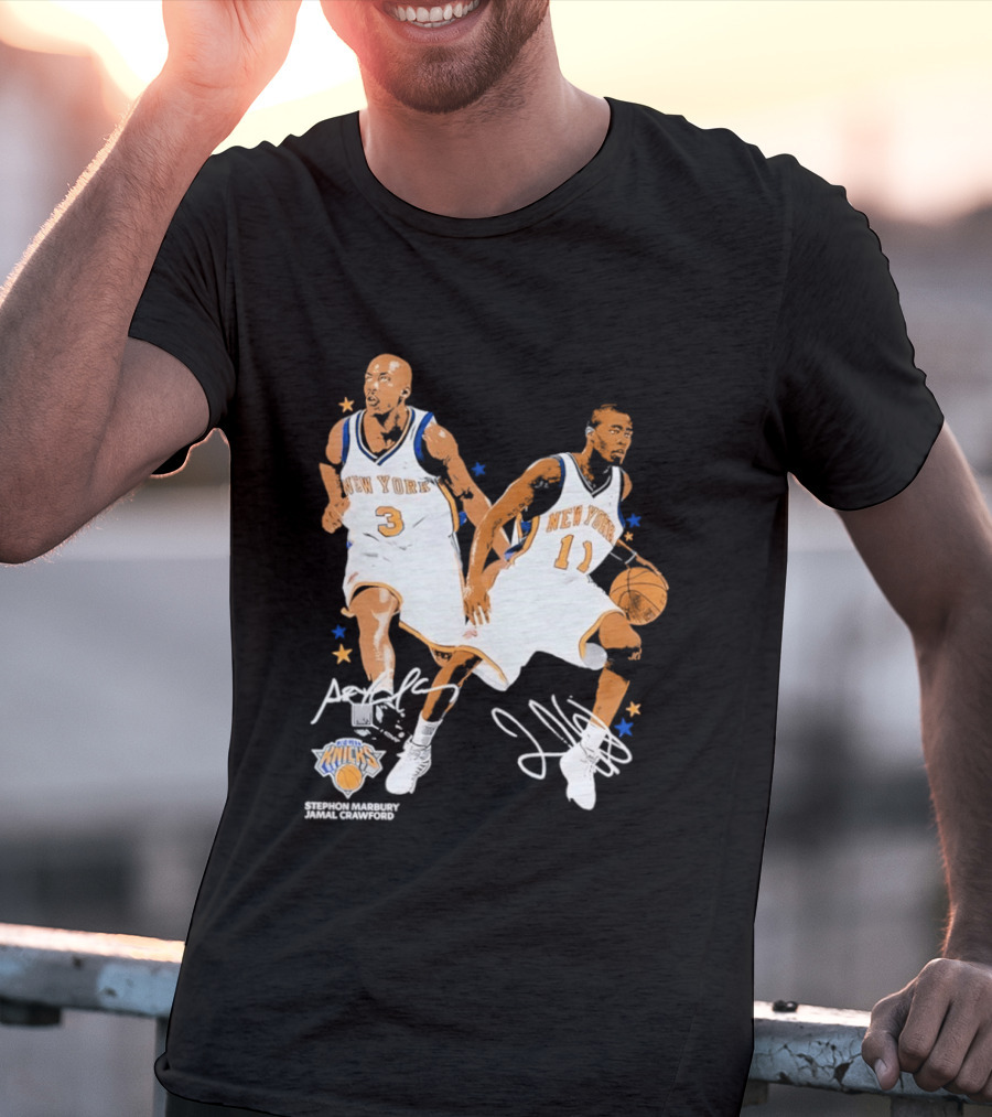 Stephon Marbury Jamal Crawford New York Knicks 3 11 Signatures T-Shirt