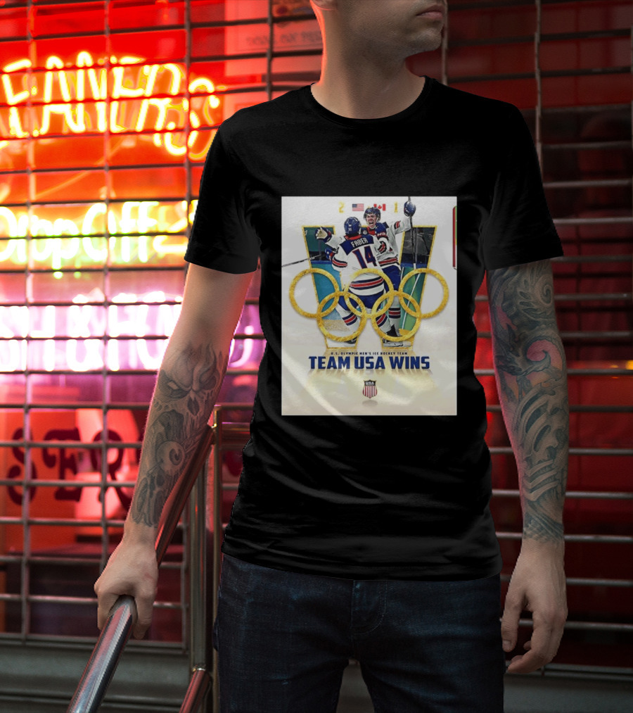 O.S. Olympic Men's Ice Hockey Team USA Wins Gold Against Canada 2 1 T-Shirt