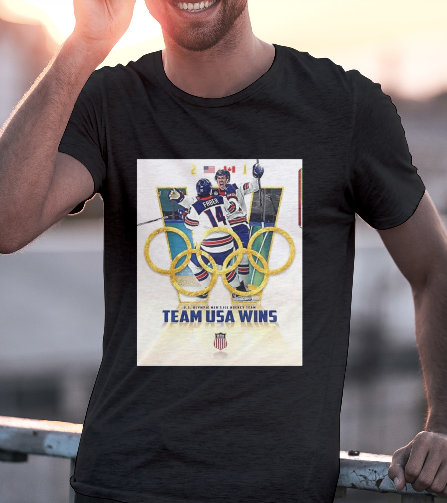 O.S. Olympic Men's Ice Hockey Team USA Wins Gold Against Canada 2 1 T-Shirt