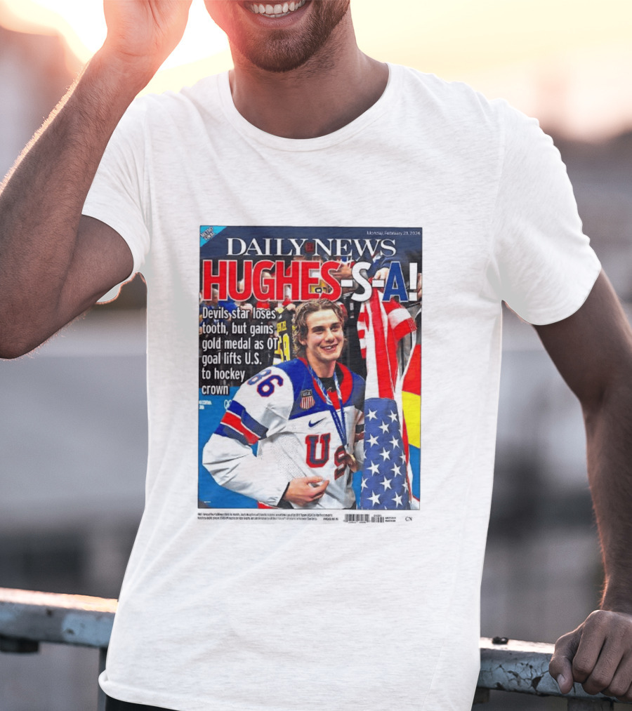 Daily News Jack Hughes S A Gold Medal US Hockey Devil Star T-Shirt