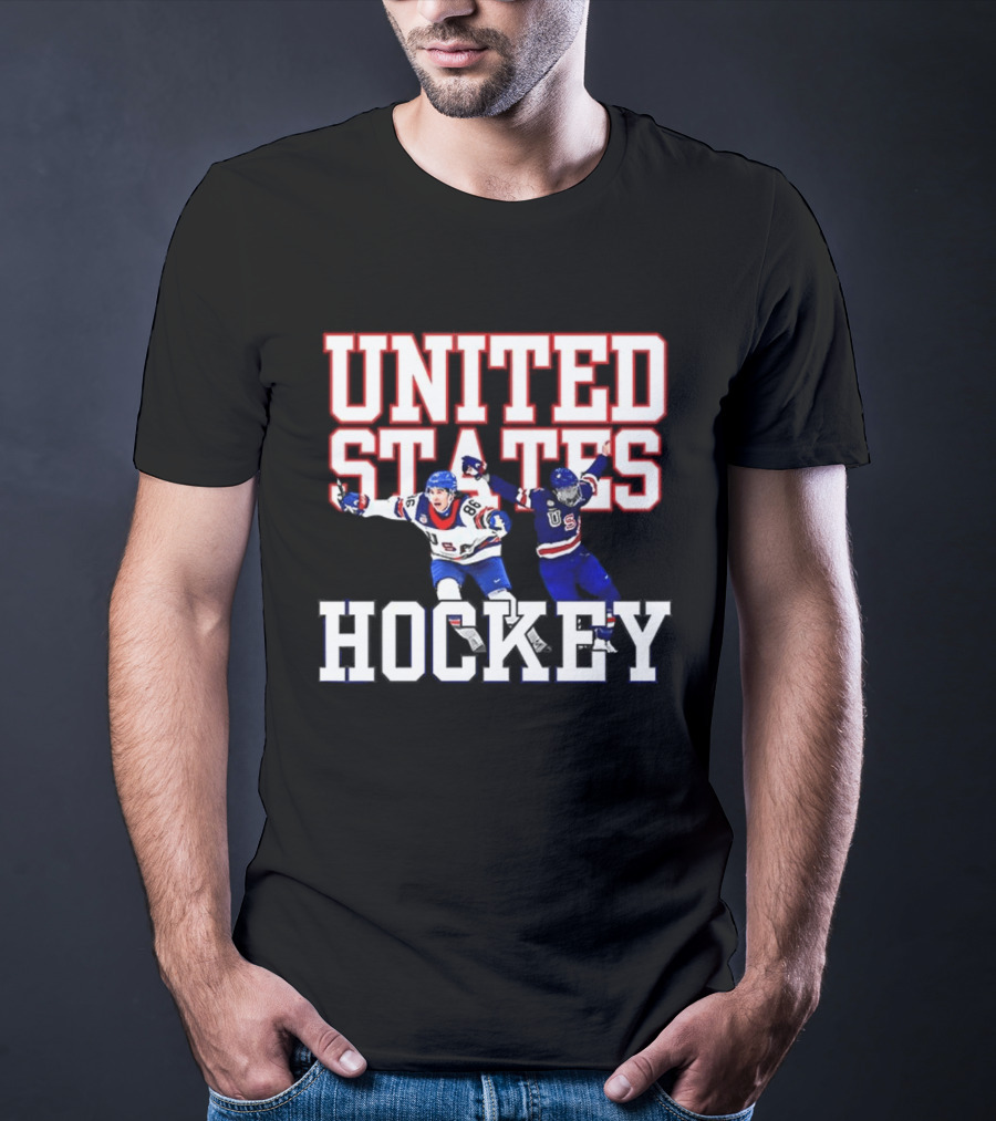 United States Hockey Players Celebration T-Shirt