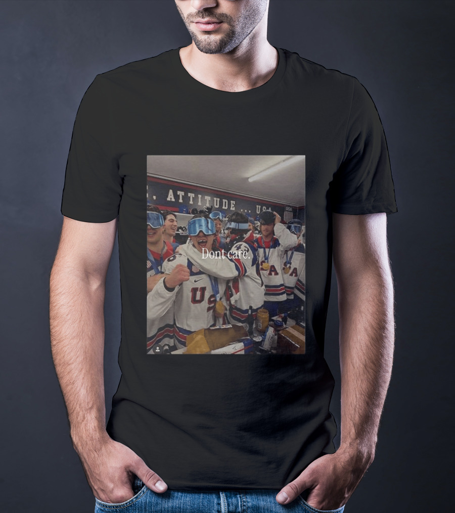 USA Hockey Attitude Dont Care Team Celebration T-Shirt