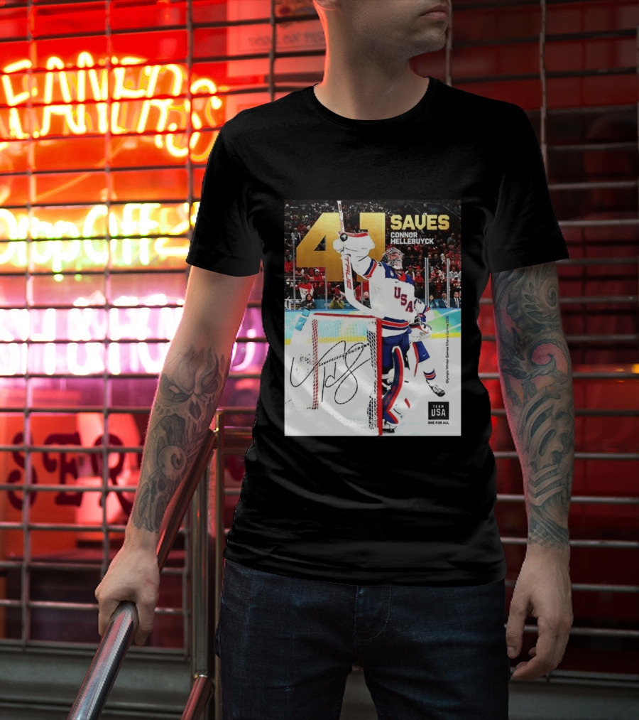41 Saves Connor Hellebuyck USA Olympic Winter Games 2022 Team USA T-Shirt