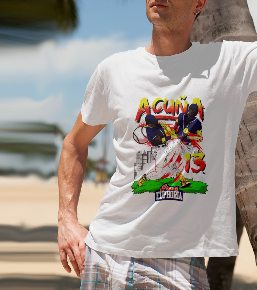 Acuna Euphoria Atlanta Braves 13 Hand Drawn T-Shirt