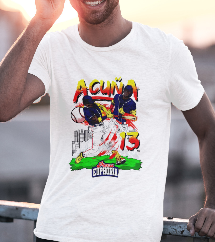 Acuna Euphoria Atlanta Braves 13 Hand Drawn T-Shirt