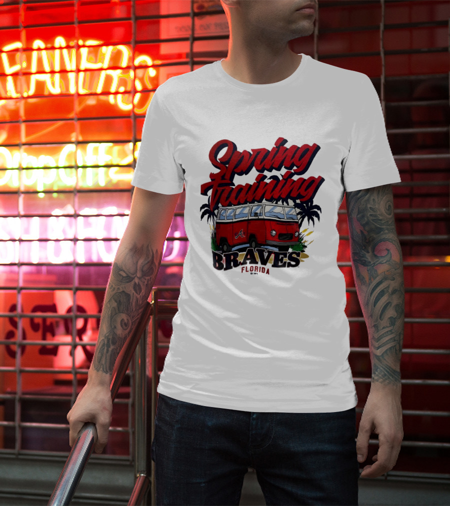 Spring Training Braves Florida Vintage VW Bus Palm Trees T-Shirt
