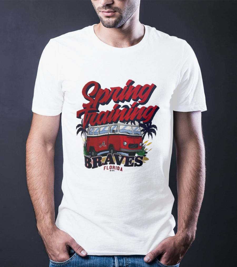 Spring Training Braves Florida Vintage VW Bus Palm Trees T-Shirt