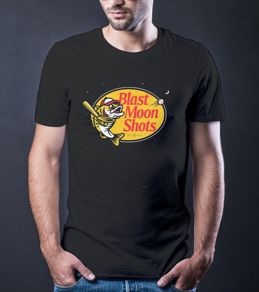 Blast Moon Shots Baseball Fish Swinging Bat T-Shirt