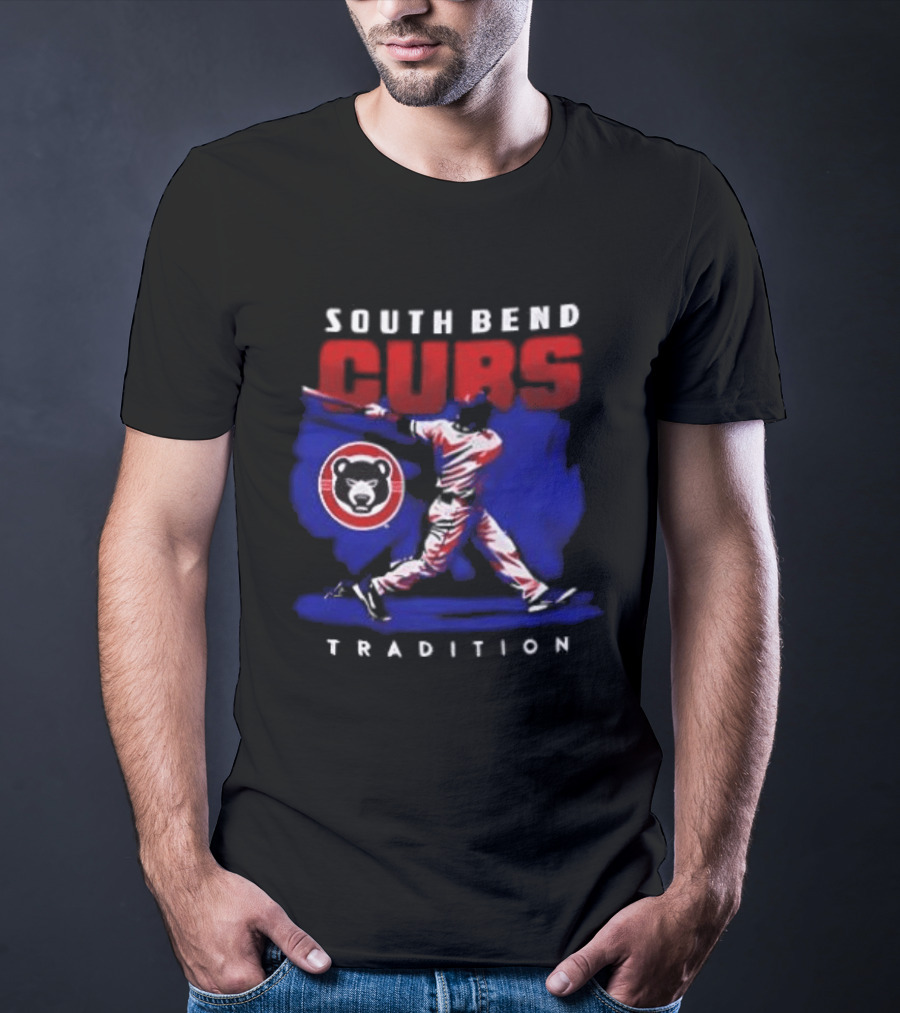 South Bend Cubs Tradition Vintage Baseball Player T-Shirt