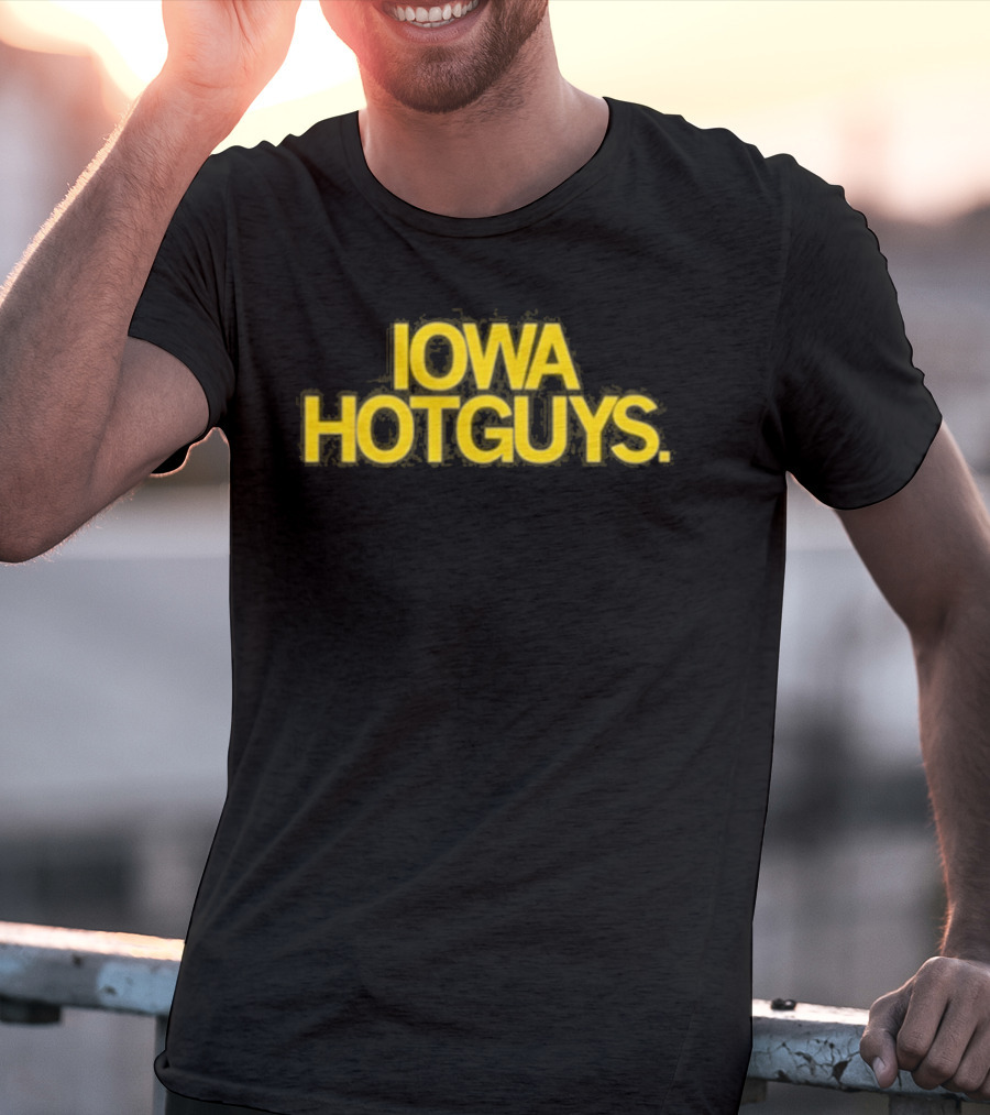 Iowa Hotguys Bold Yellow Typography Pullover T-Shirt
