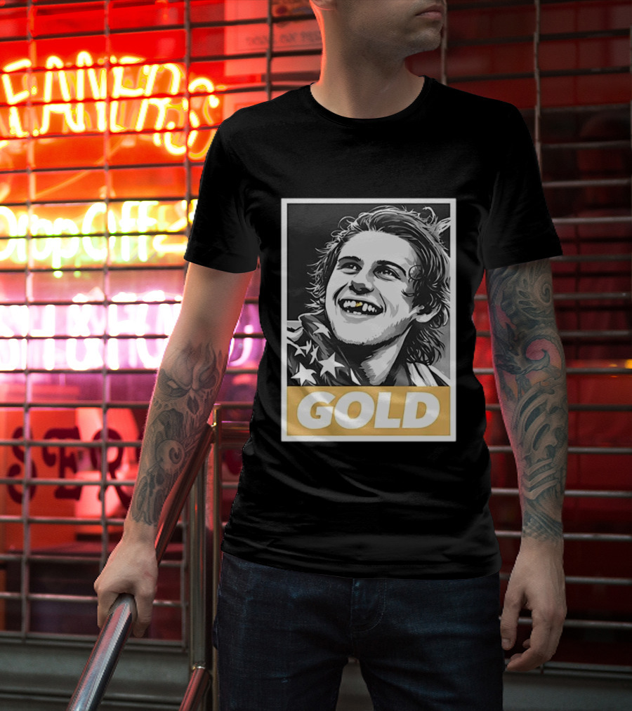 Jack Hughes Team USA 2026 Gold Hockey Smile Iconic Victory Celebration T-Shirt
