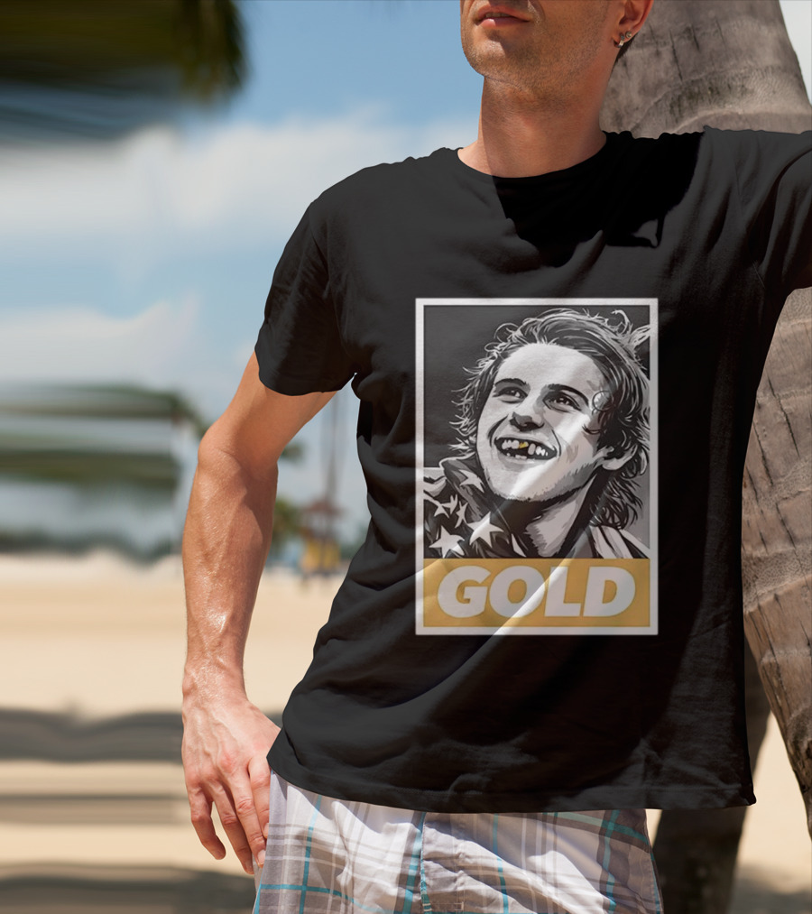 Jack Hughes Team USA 2026 Gold Hockey Smile Iconic Victory Celebration T-Shirt