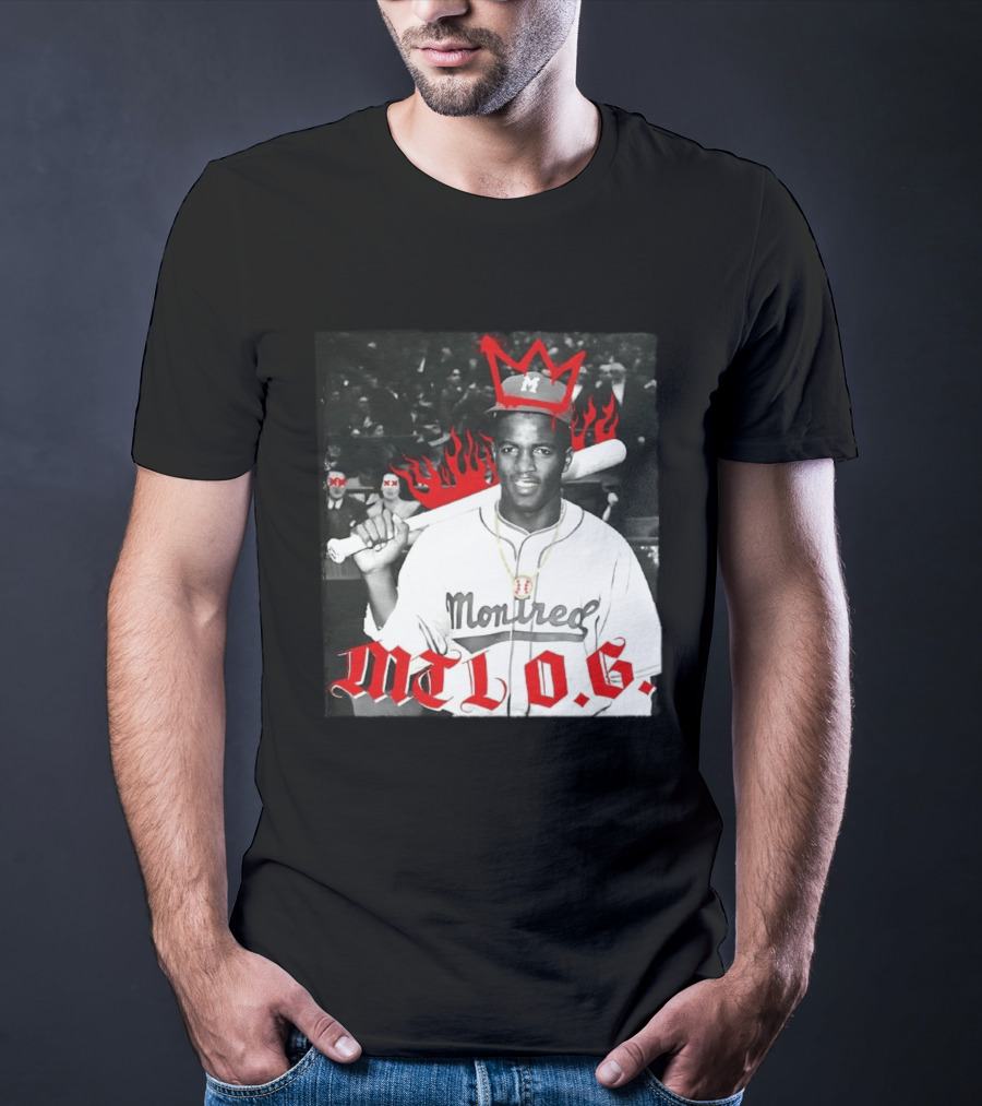 Jackie Robinson Montreal MTL O.G. Baseball Legend Icon Red Crown Flames T-Shirt