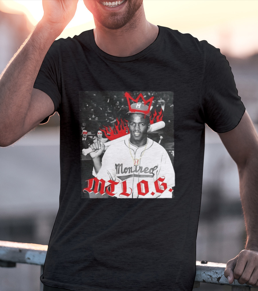 Jackie Robinson Montreal MTL O.G. Baseball Legend Icon Red Crown Flames T-Shirt