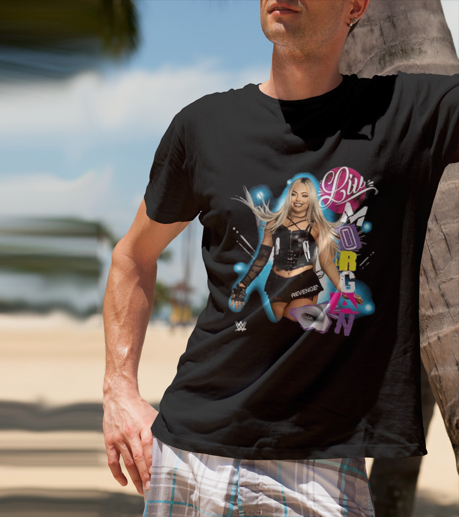 Liv Morgan WWE Revenge Posing With Vibrant Cutout Name T-Shirt