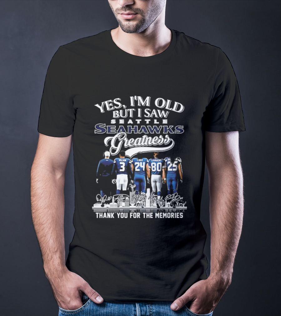 Seattle Seahawks Legends Wilson Largent Nostalgic Tribute Thank You For Memories T-Shirt
