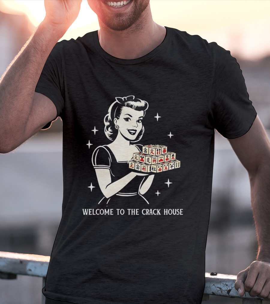 Welcome To The Crack House Retro Style Mahjong Blocks Lady T-Shirt