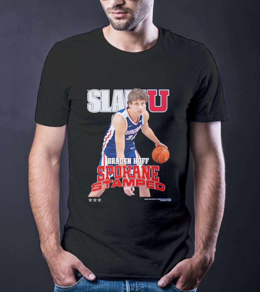 Braden Huff Gonzaga Bulldogs SlamU Spokane Stamped Basketball T-Shirt