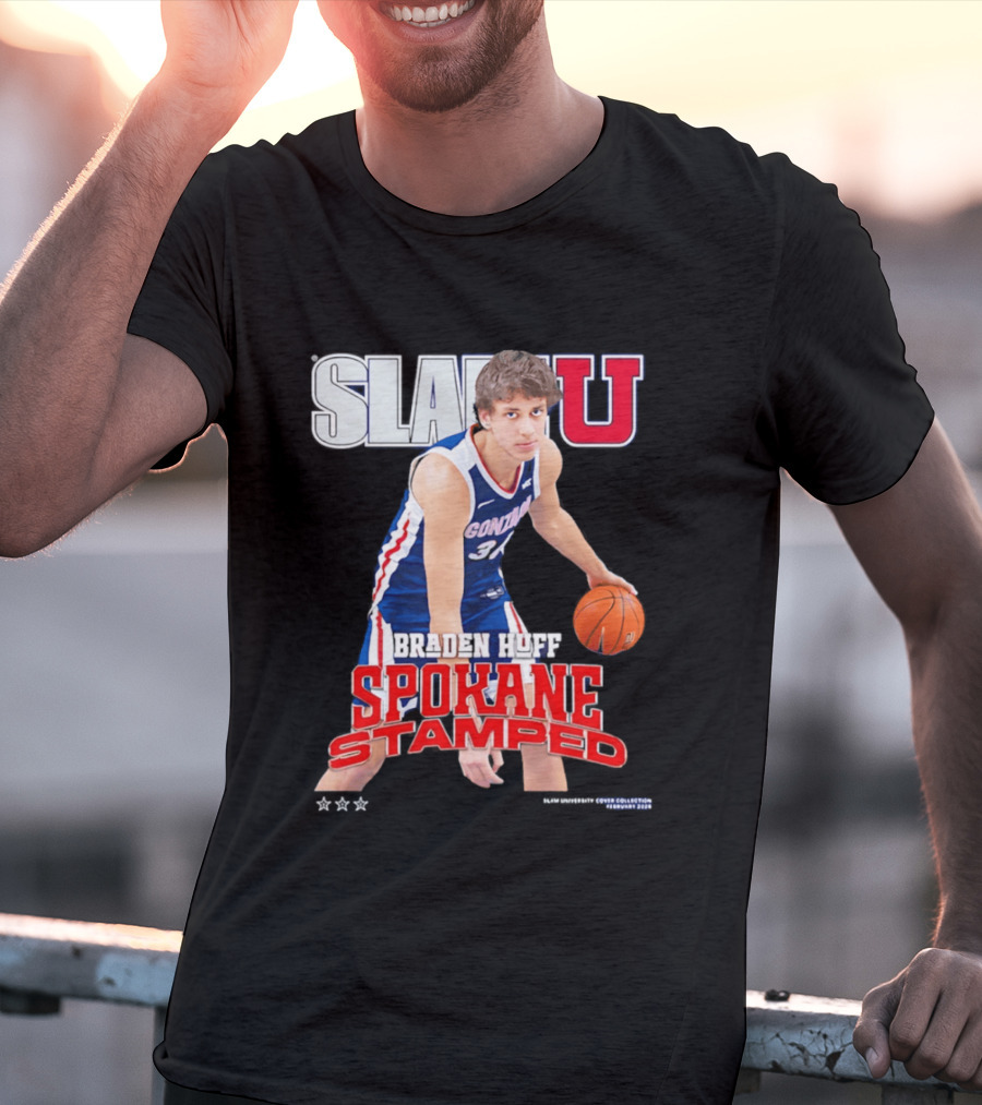 Braden Huff Gonzaga Bulldogs SlamU Spokane Stamped Basketball T-Shirt