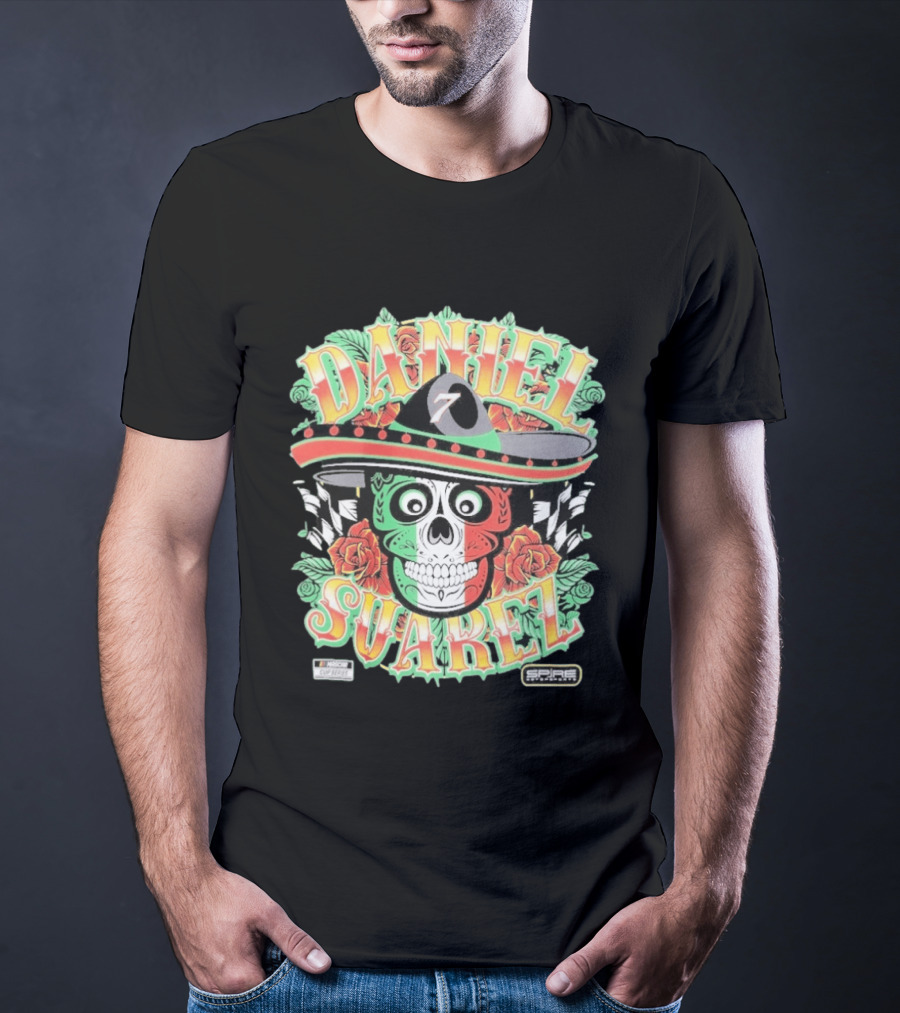 Daniel Suarez Sombrero Skull #7 Spire Motorsports NASCAR Cup Series T-Shirt