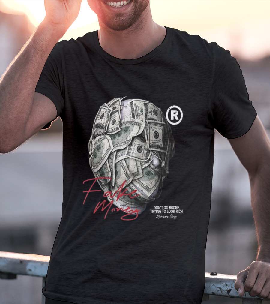 Fake Money Masked Head Members Only Rich Trademark T-Shirt