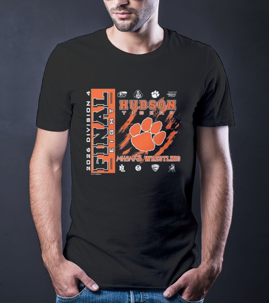Hudson Tigers 2026 Division 4 Final Eight MHSAA Wrestling T-Shirt