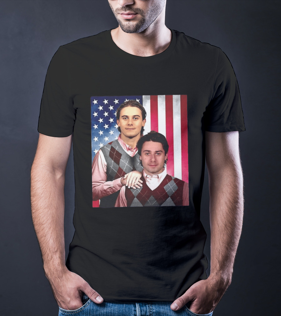 Jack Quinn Hughes USA Hockey Step Brothers American Flag T-Shirt