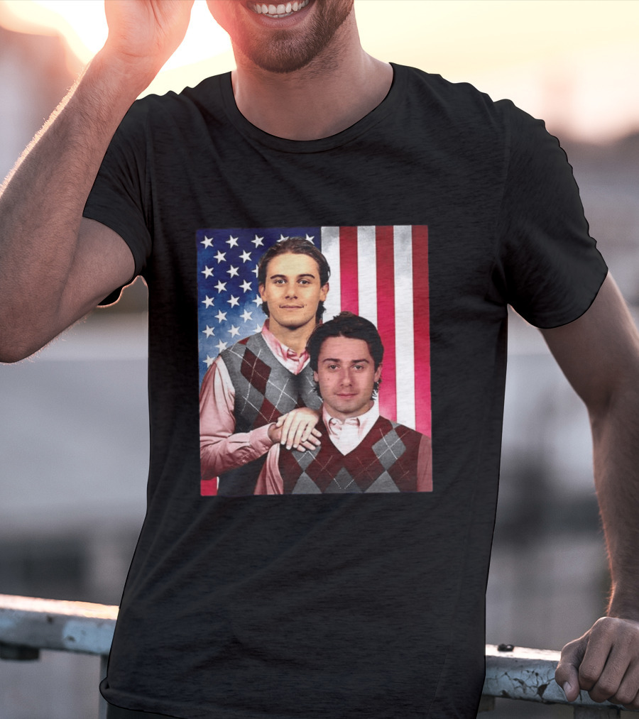 Jack Quinn Hughes USA Hockey Step Brothers American Flag T-Shirt