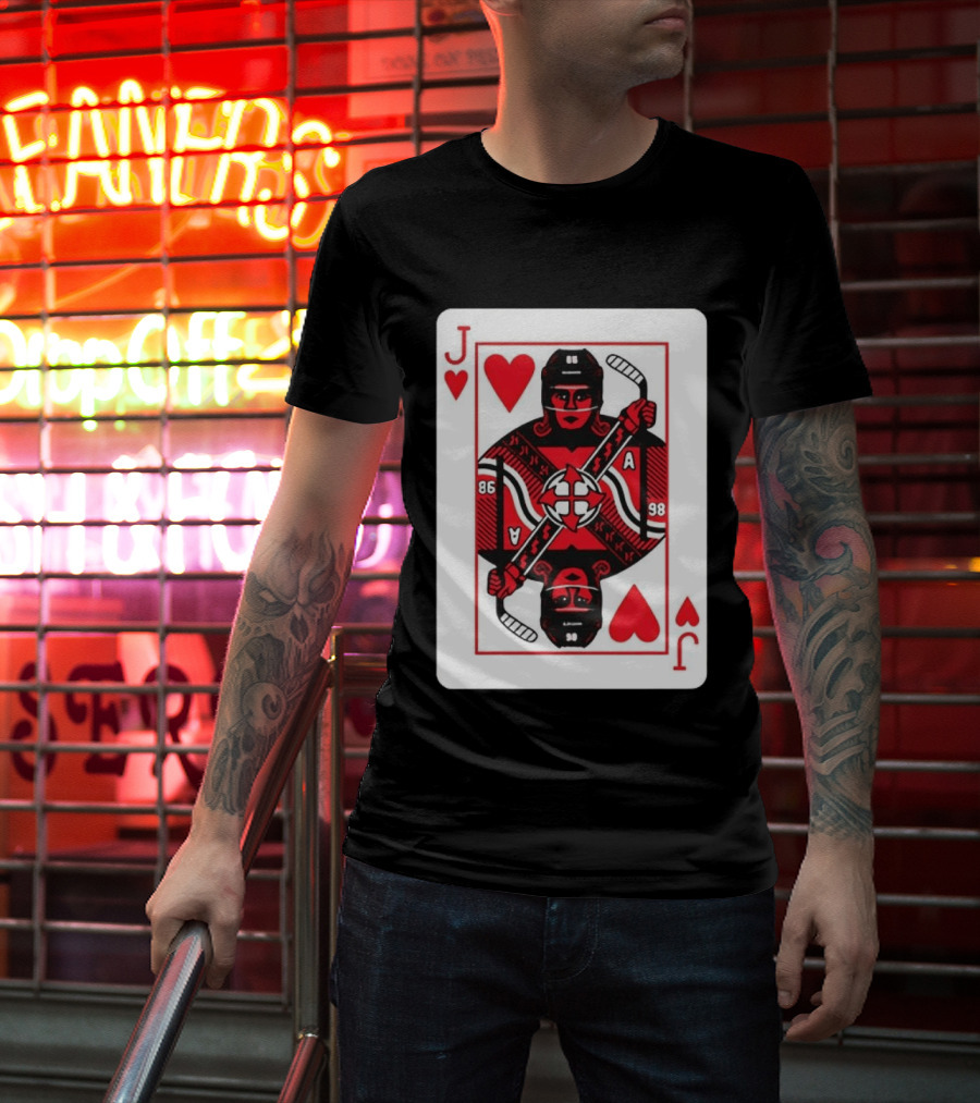 Jack Hughes Playing Card Hockey Jersey 86 Jack Of Hearts Ace T-Shirt