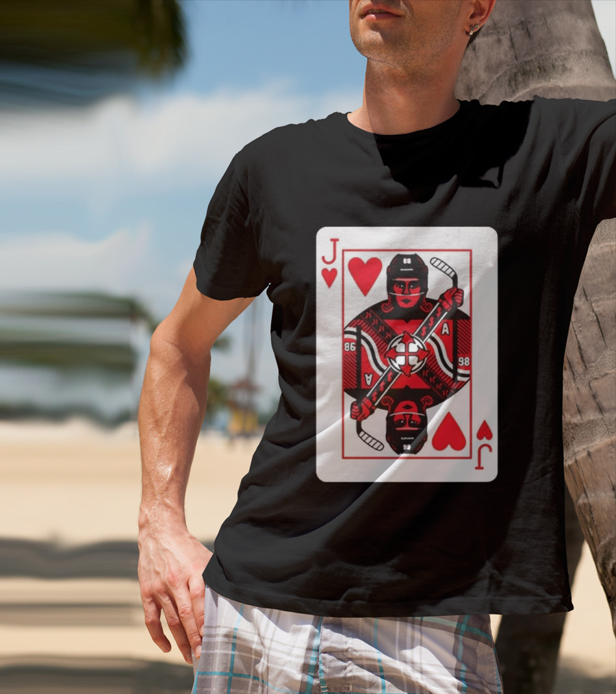 Jack Hughes Playing Card Hockey Jersey 86 Jack Of Hearts Ace T-Shirt