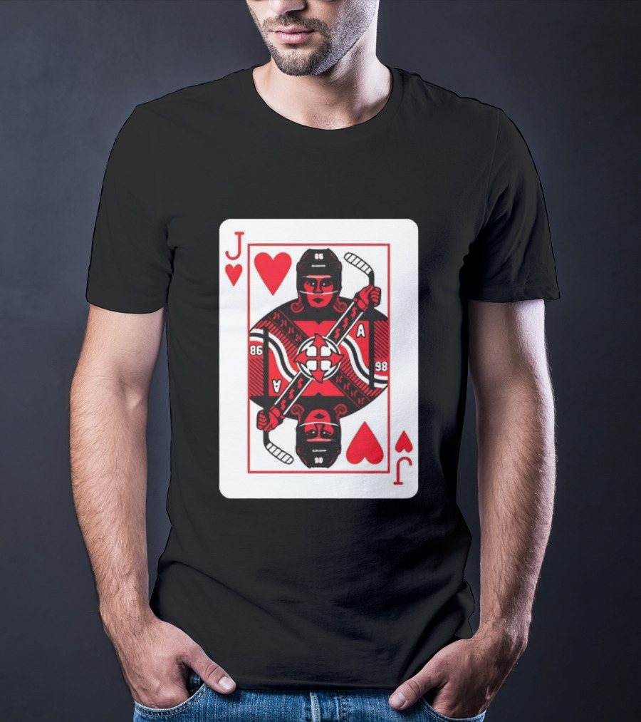 Jack Hughes Playing Card Hockey Jersey 86 Jack Of Hearts Ace T-Shirt