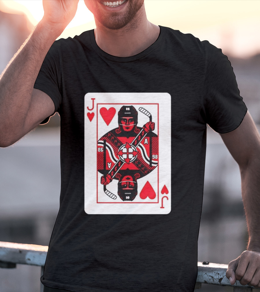 Jack Hughes Playing Card Hockey Jersey 86 Jack Of Hearts Ace T-Shirt