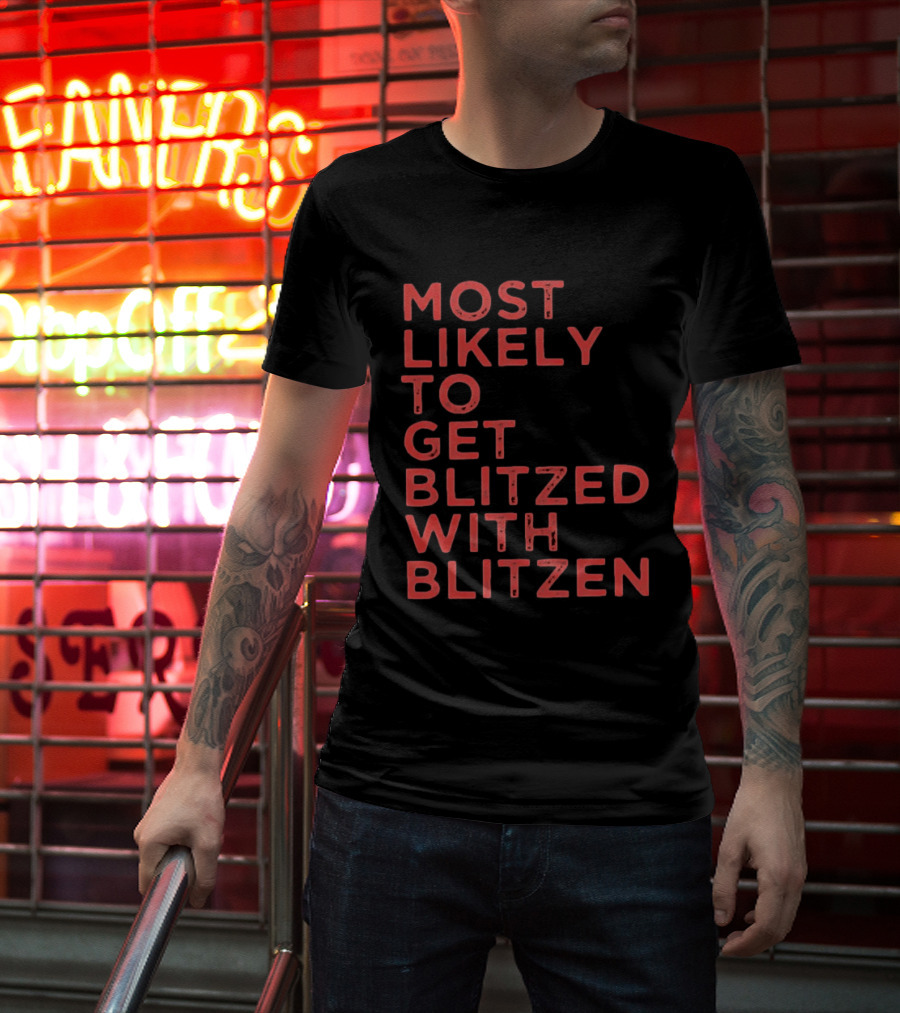 Most Likely To Get Blitzed With Blitzen Christmas T-Shirt