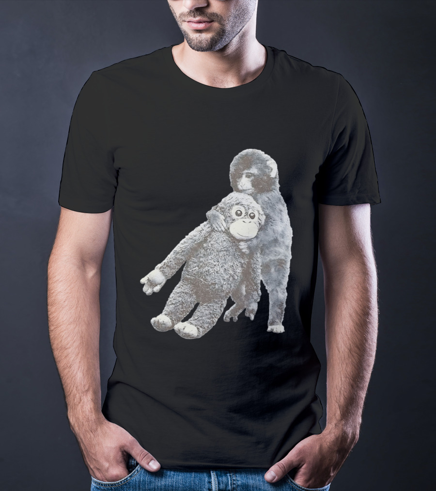 Punch Kun Monkey Plush Toy Hugging Scene T-Shirt