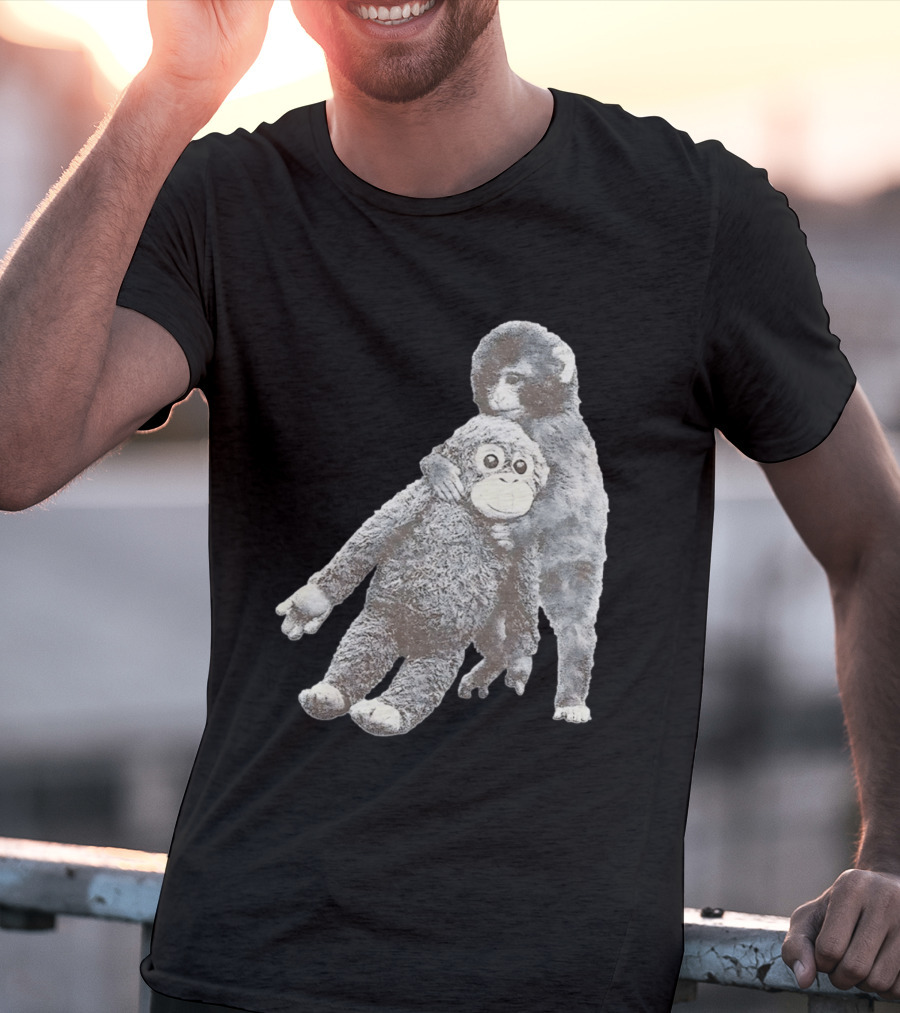 Punch Kun Monkey Plush Toy Hugging Scene T-Shirt