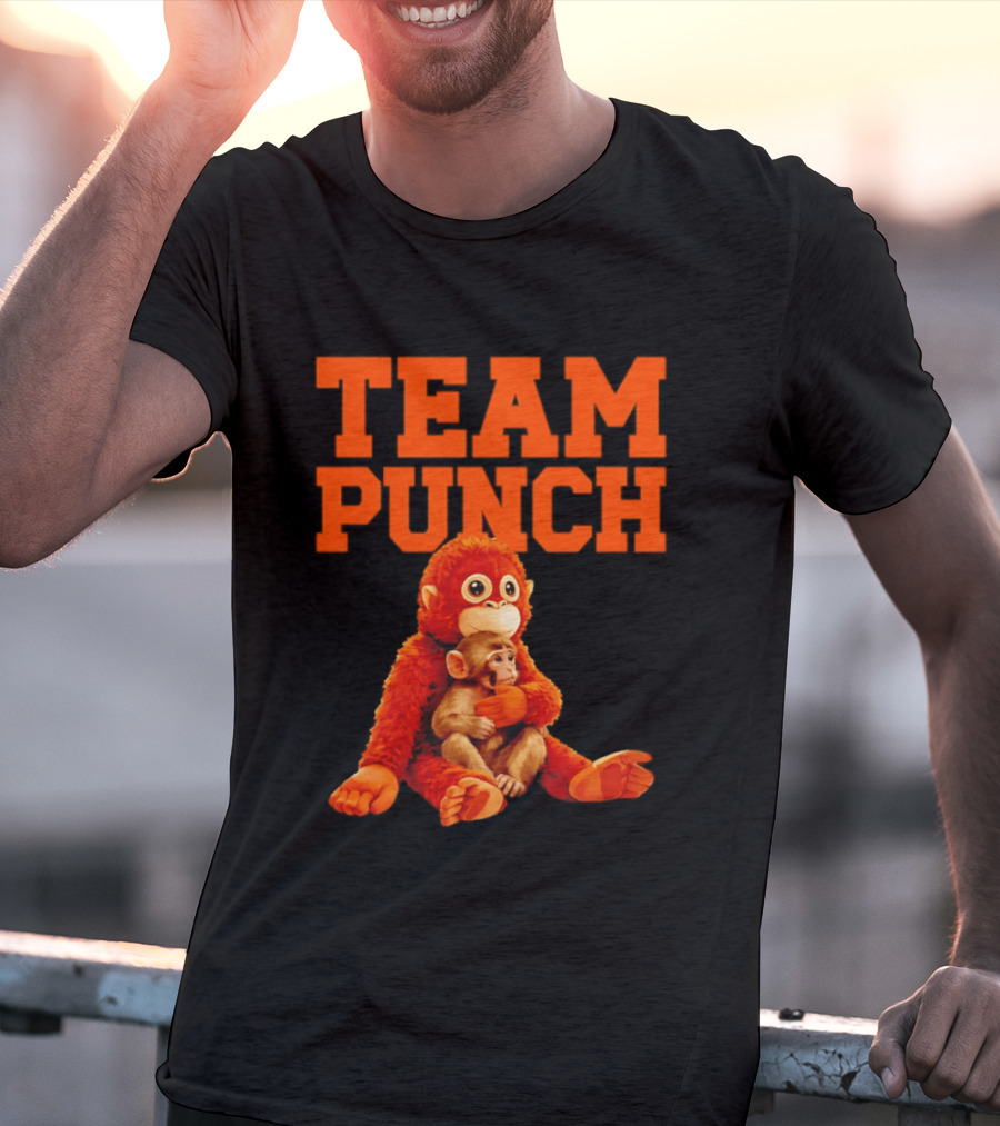 Team Punch Monkey Duo 2026 Vibrant Orange Characters T-Shirt