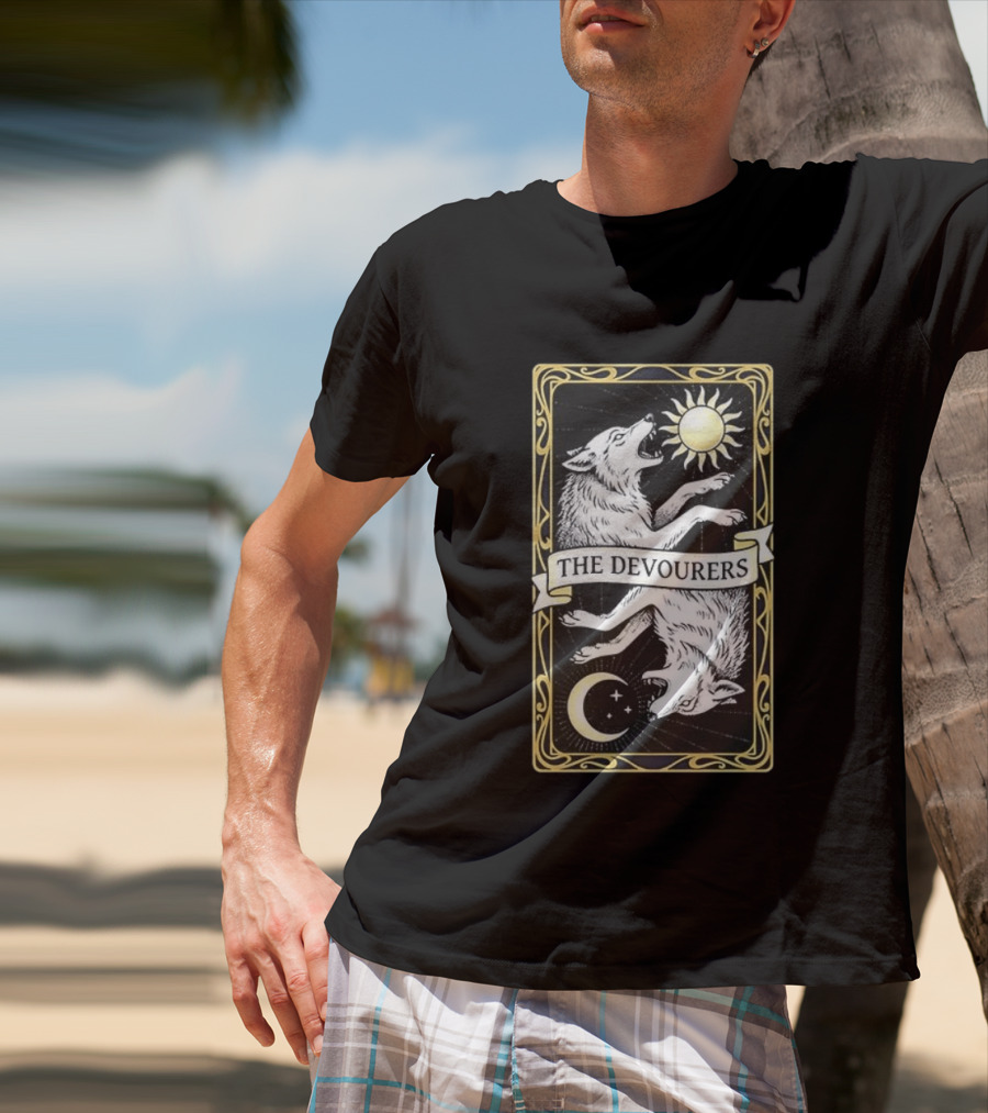 Skoll And Hati Norse Mythology Tarot Card Sun And Moon Wolves The Devourers T-Shirt