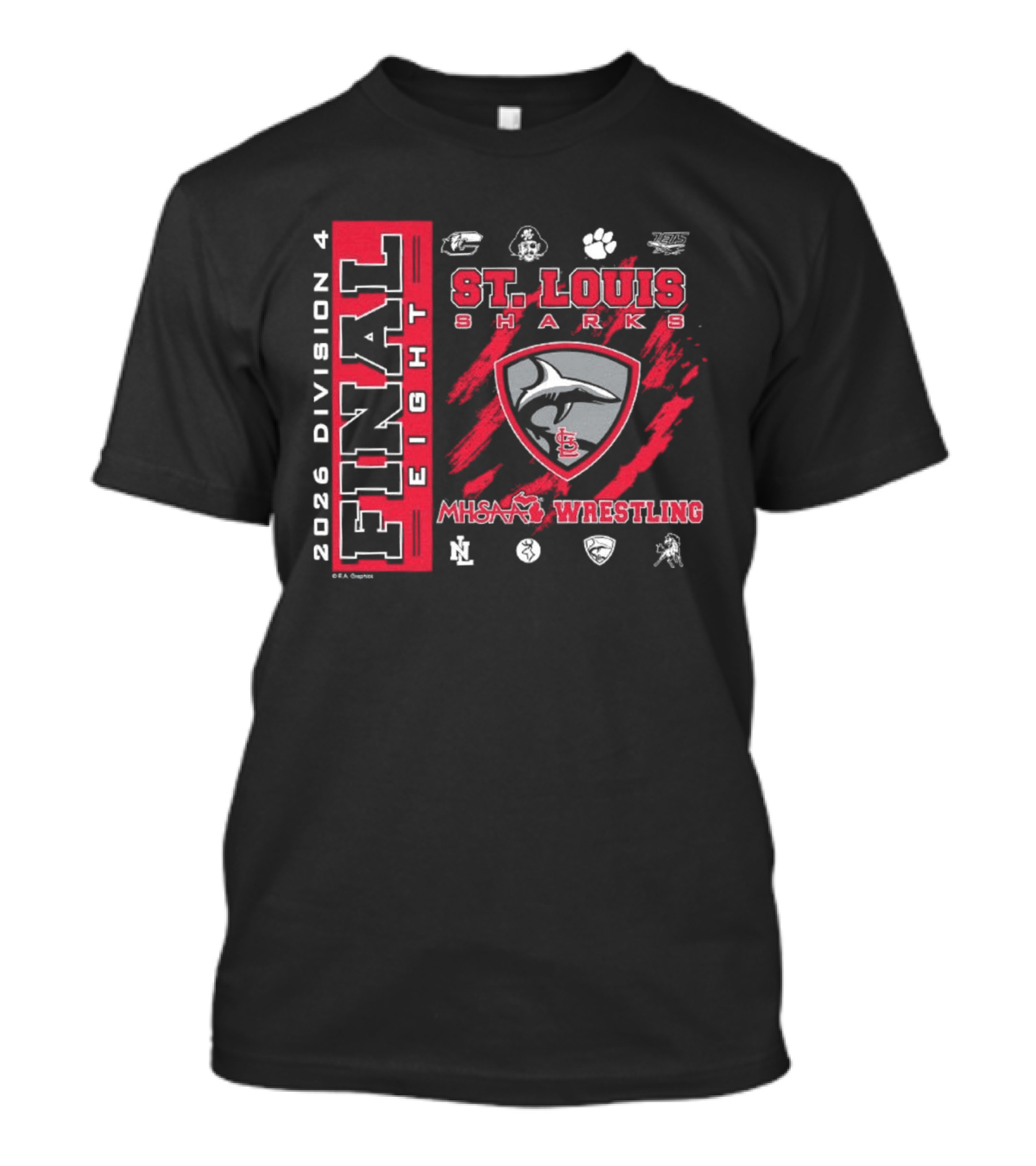 2026 Division 4 Final 8 St. Louis Sharks MHSAA Wrestling T-Shirt